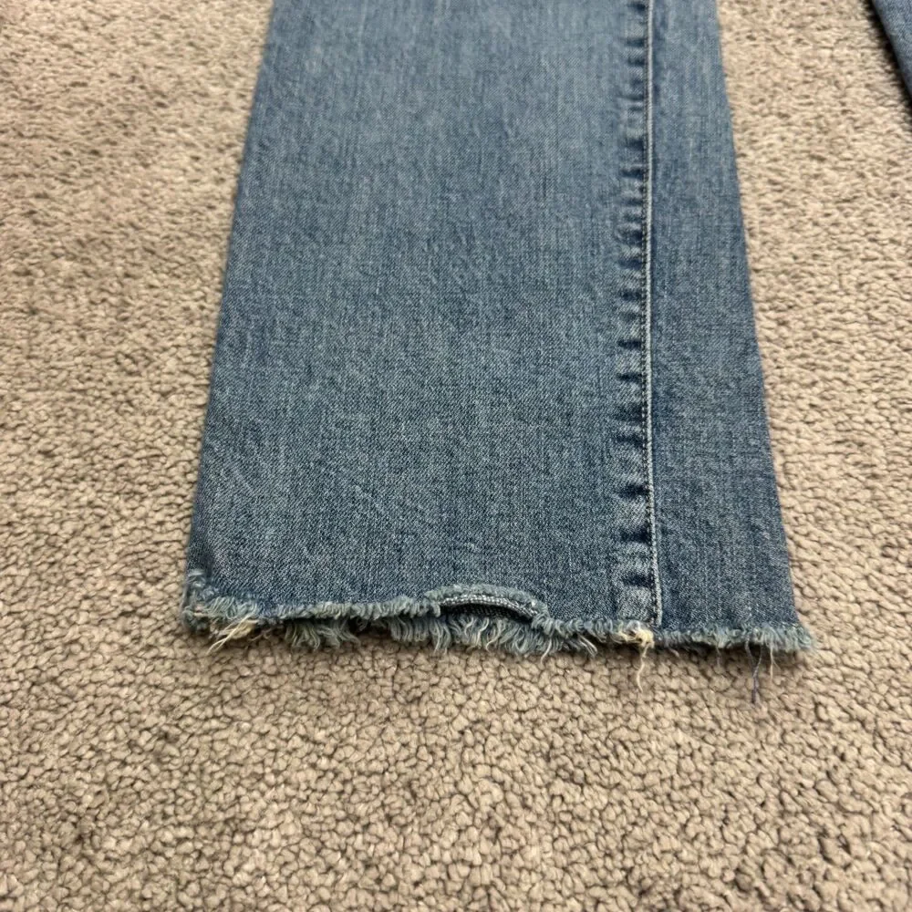J.Crew Point Sur Slim Boy Straight High Rise Denim Jeans Womens 24 Blue Raw Hem